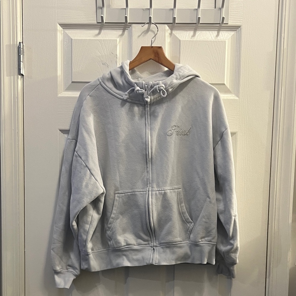 PINK Victoria's Secret Pale Blue Zip-Up Hoodie